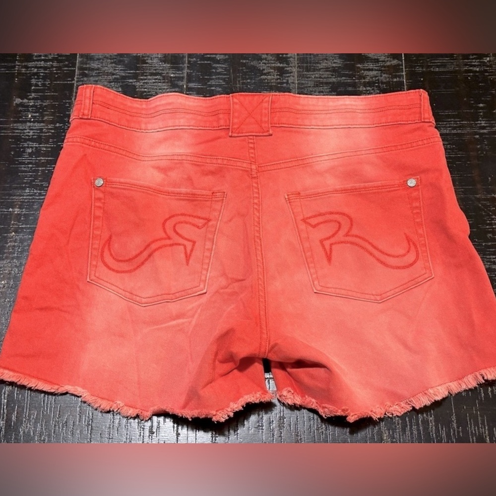 Rock & Republic Bonnaroo orange mid rise frayed hem jean short 16